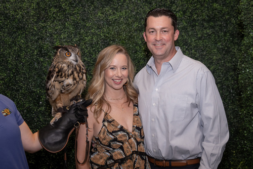 Holly and Matt Quartaro with an Eurasian eagle owl